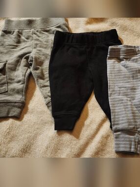Garanimals Black, Gray & Light Gray Striped Kids Jogger Pants Trio